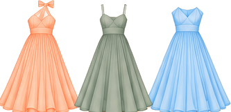 Três vestidos midi ou longos em tons pastel